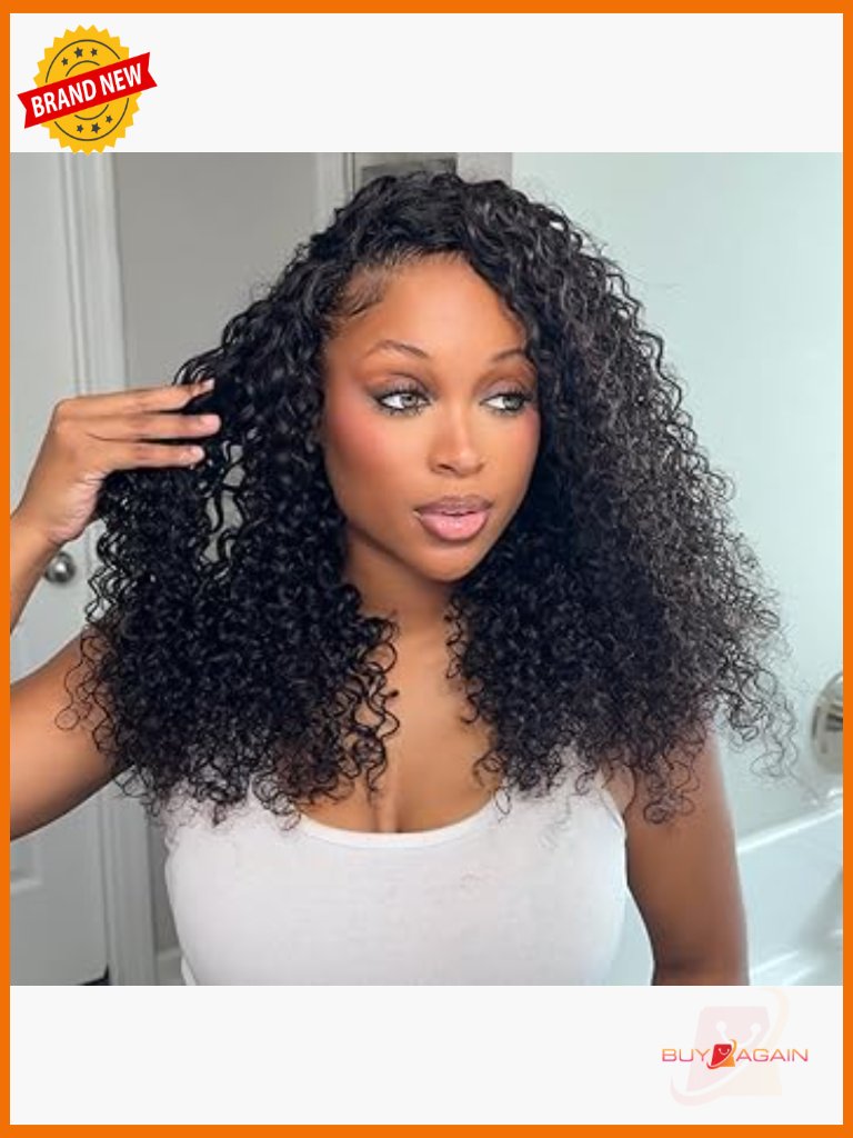 Water Wave Half Wig Human Hair 200% Density Glueless Drawstring Beginner